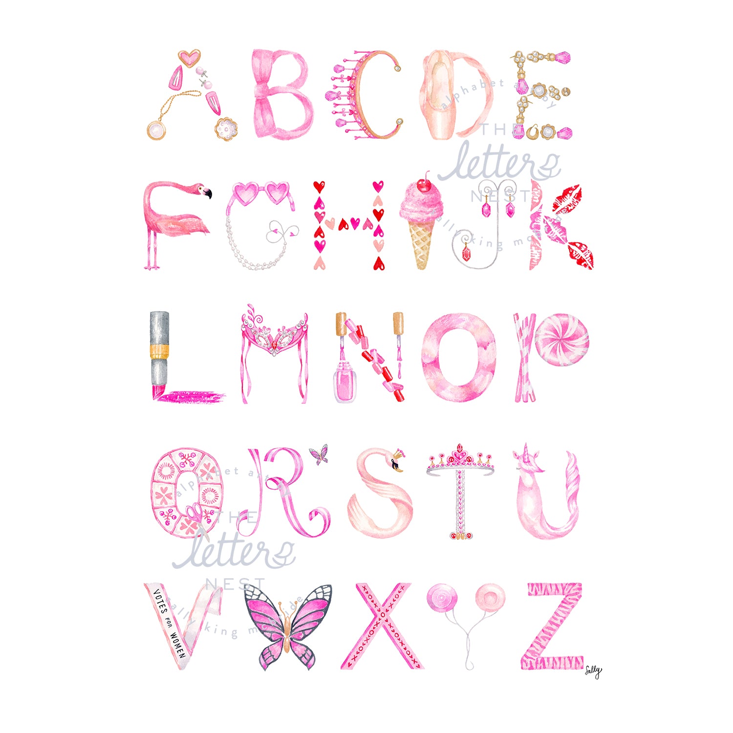 Annabel Alphabet letters that can be used in Custom Name Prints