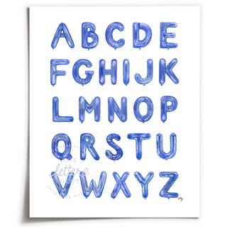 Unframed Blue Balloon Alphabet from The Letter Nest