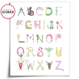 Chinoiserie Alphabet Print by The Letter Nest as seen in Glamour