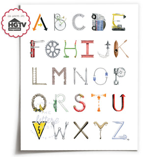Construction Alphabet by The Letter Nest with HGTV Magazine Press Mention Badge