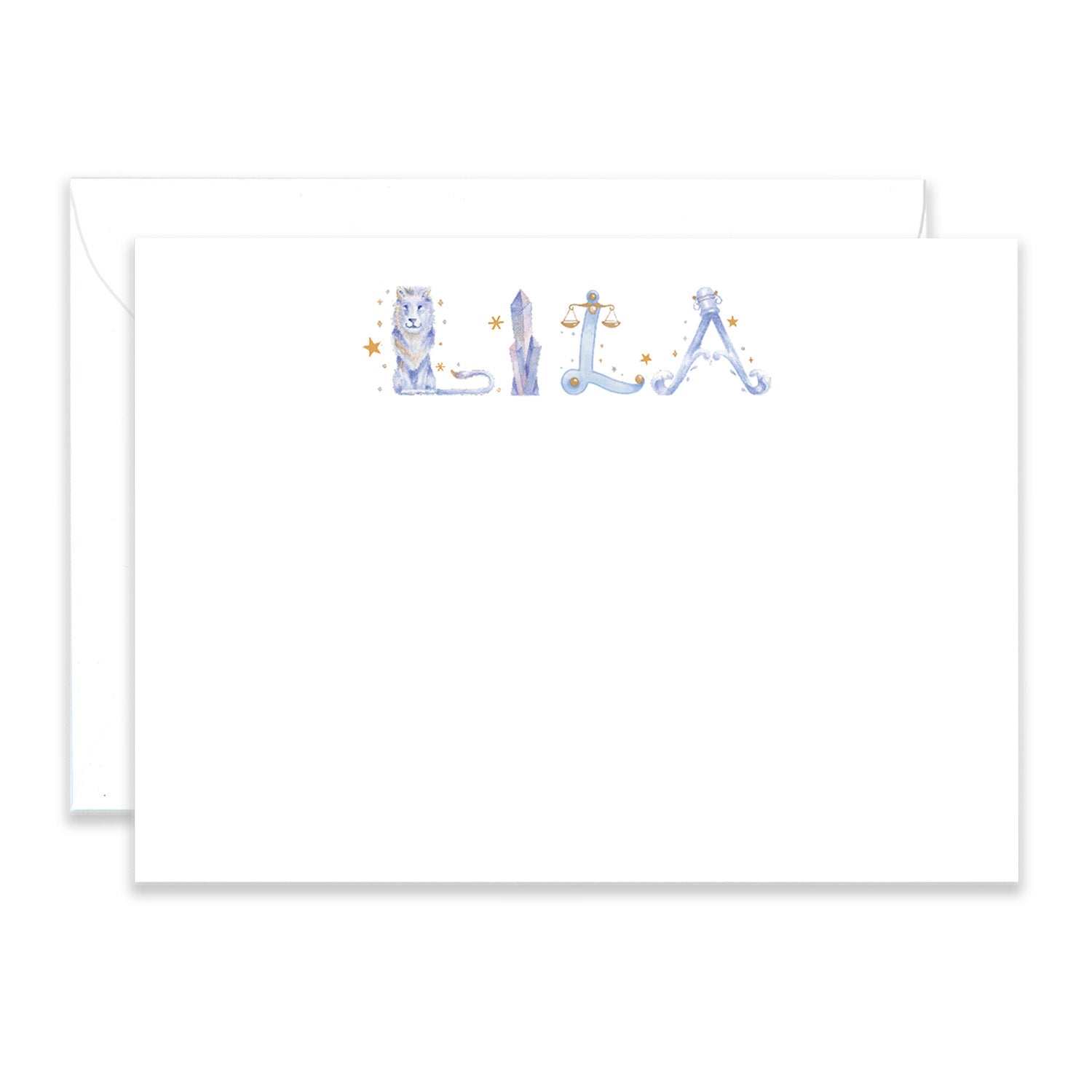 Astrology Personalized Stationery in example name "Lila"