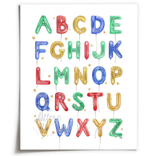 Unframed Mulicolor Balloon Alphabet from The Letter Nest