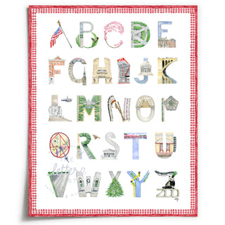 Washington DC Unframed Alphabet by The Letter Nest with red border