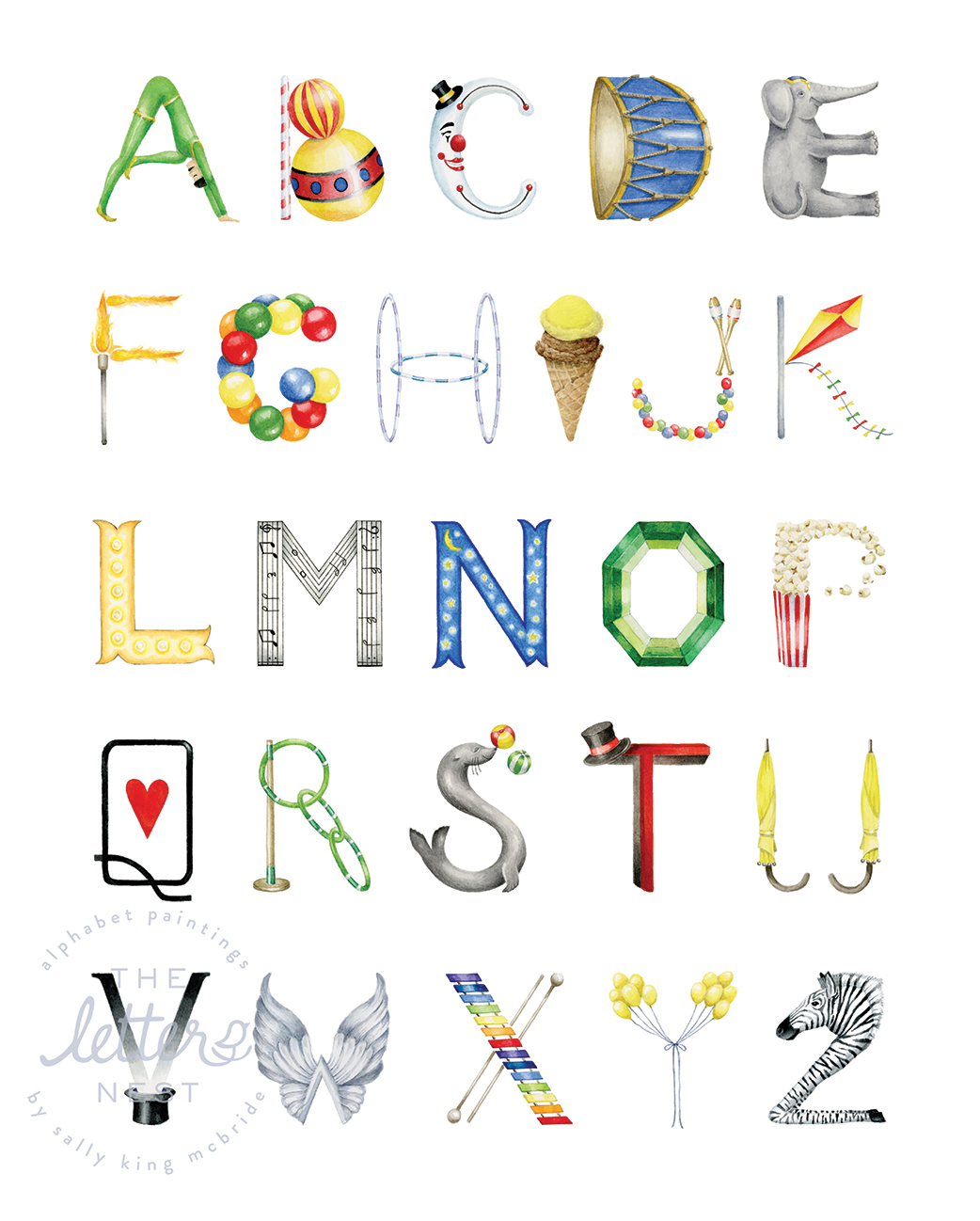 Circus Alphabet Print by The Letter Nest