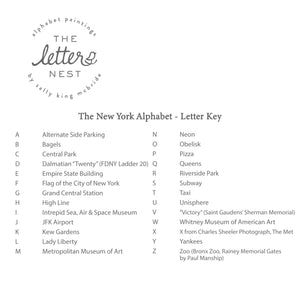 Letter Key for the New York City Alphabet