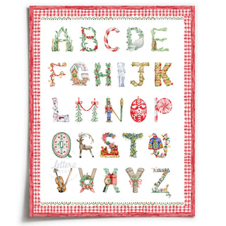 Advent Alphabet Print by The Letter Nest with red gingham border