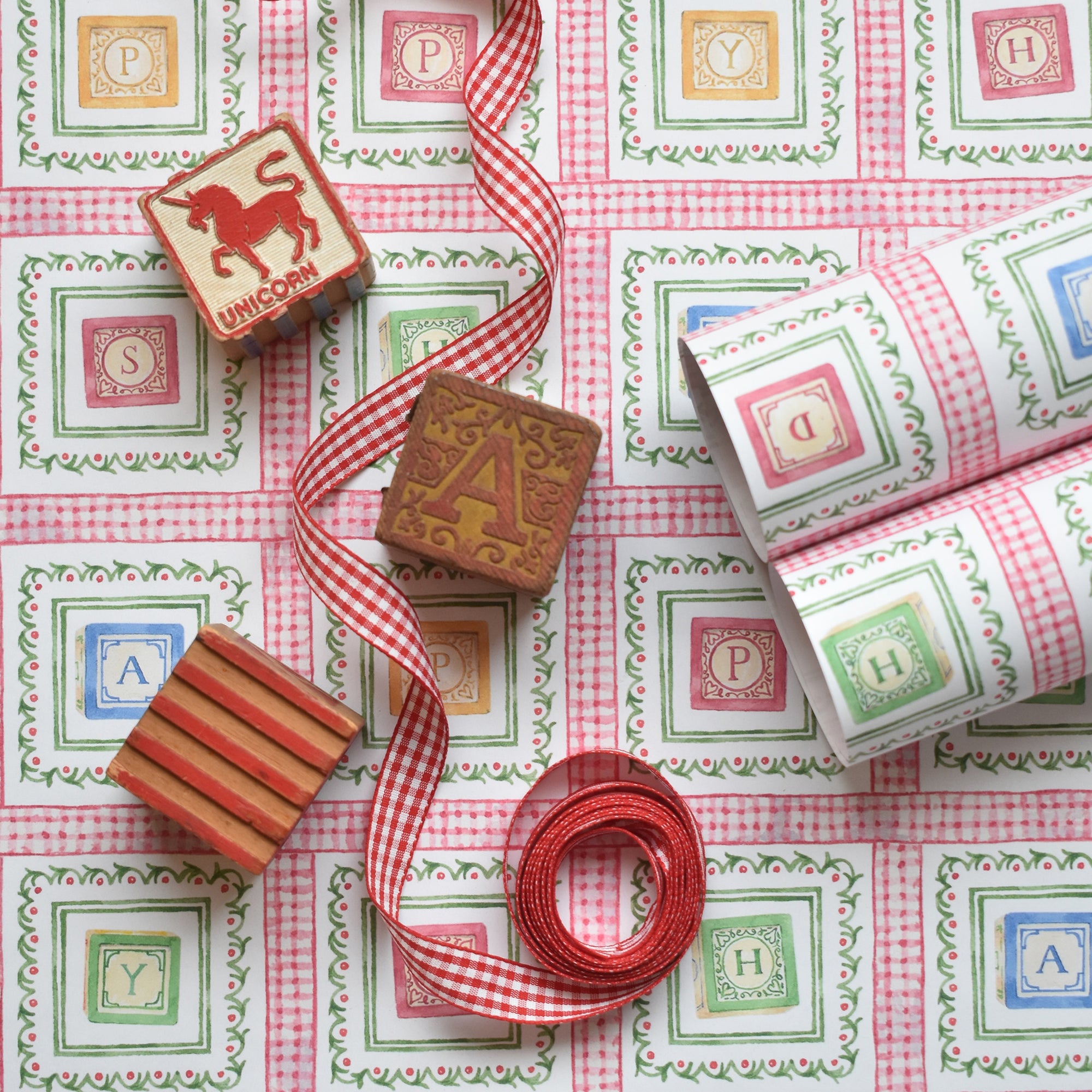 Holiday Alphabet Block Wrapping Paper