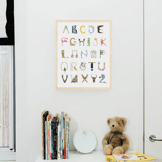 Animal Alphabet from The Letter Nest, Natural Frame installed in nursery