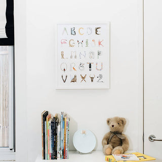 Animal Alphabet from The Letter Nest, White Frame installed in nursery