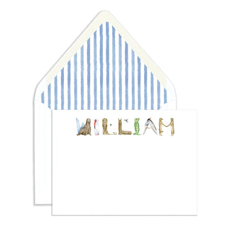 The Letter Nest Animal Personalized Stationery with blue liner
