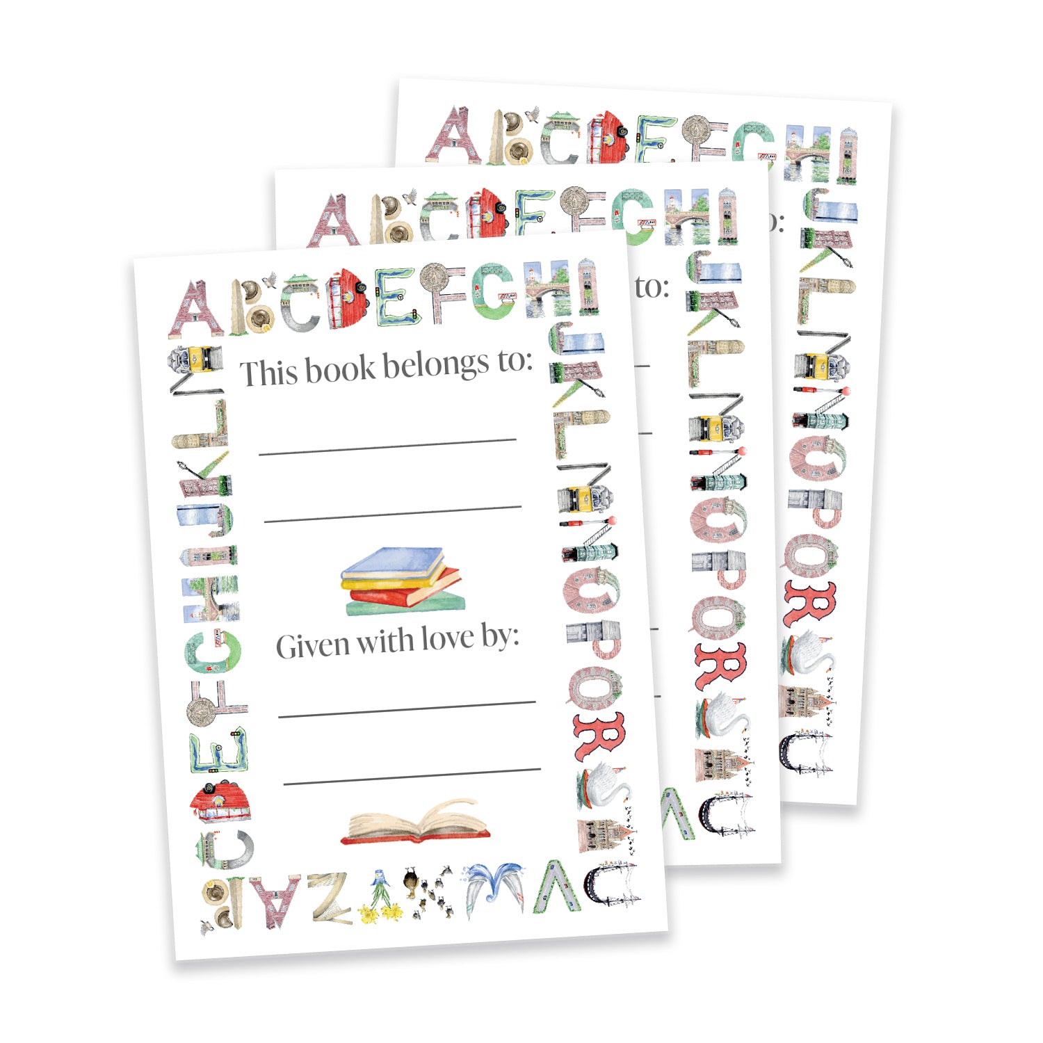 Boston Alphabet Bookplate (Set of 32)