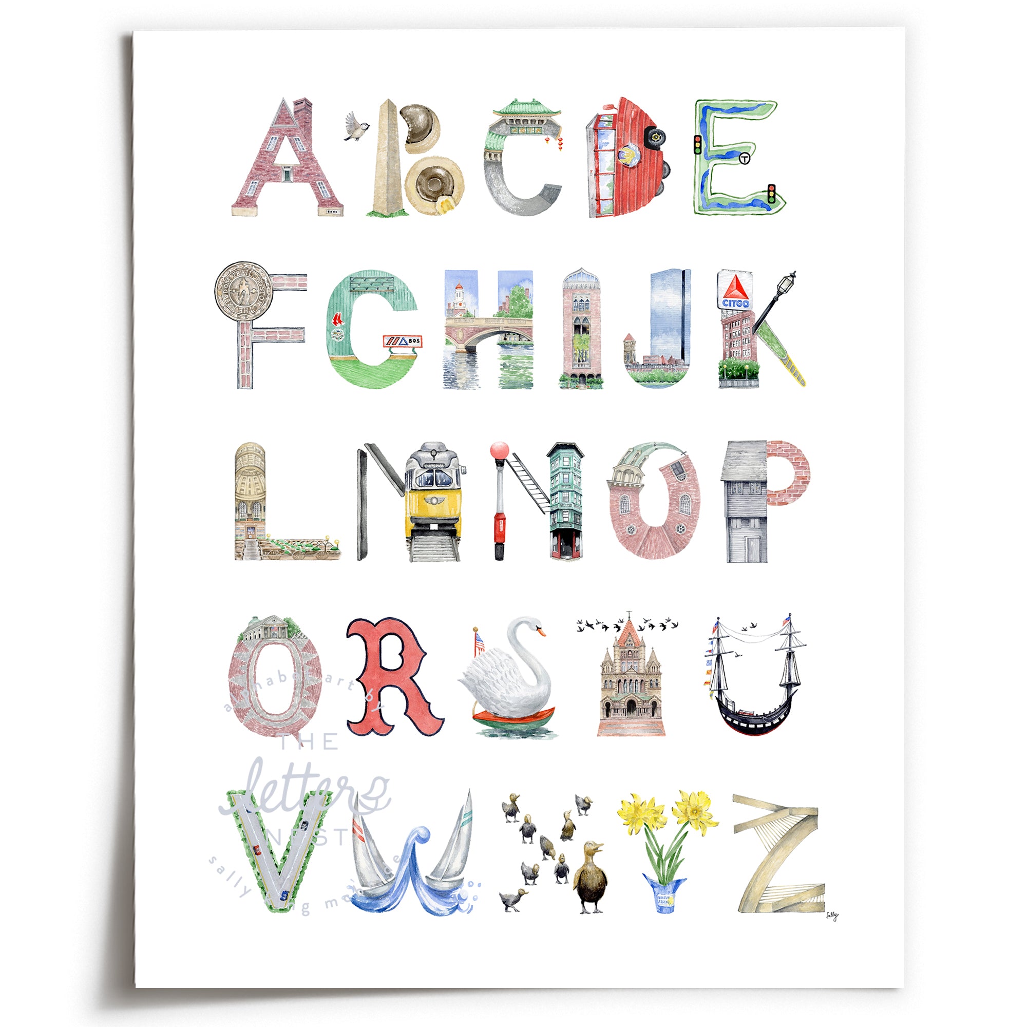 Unframed Boston Alphabet from The Letter Nest