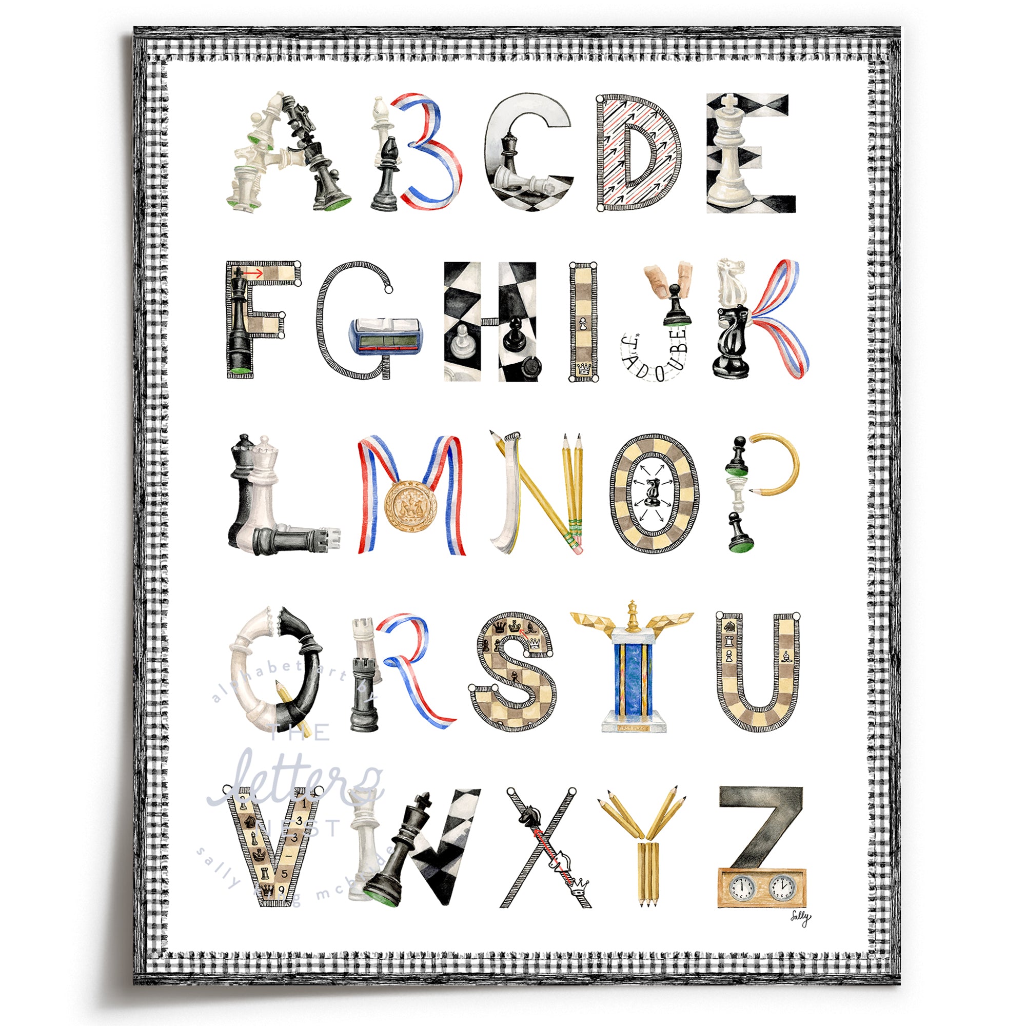 Unframed Chess Alphabet from The Letter Nest