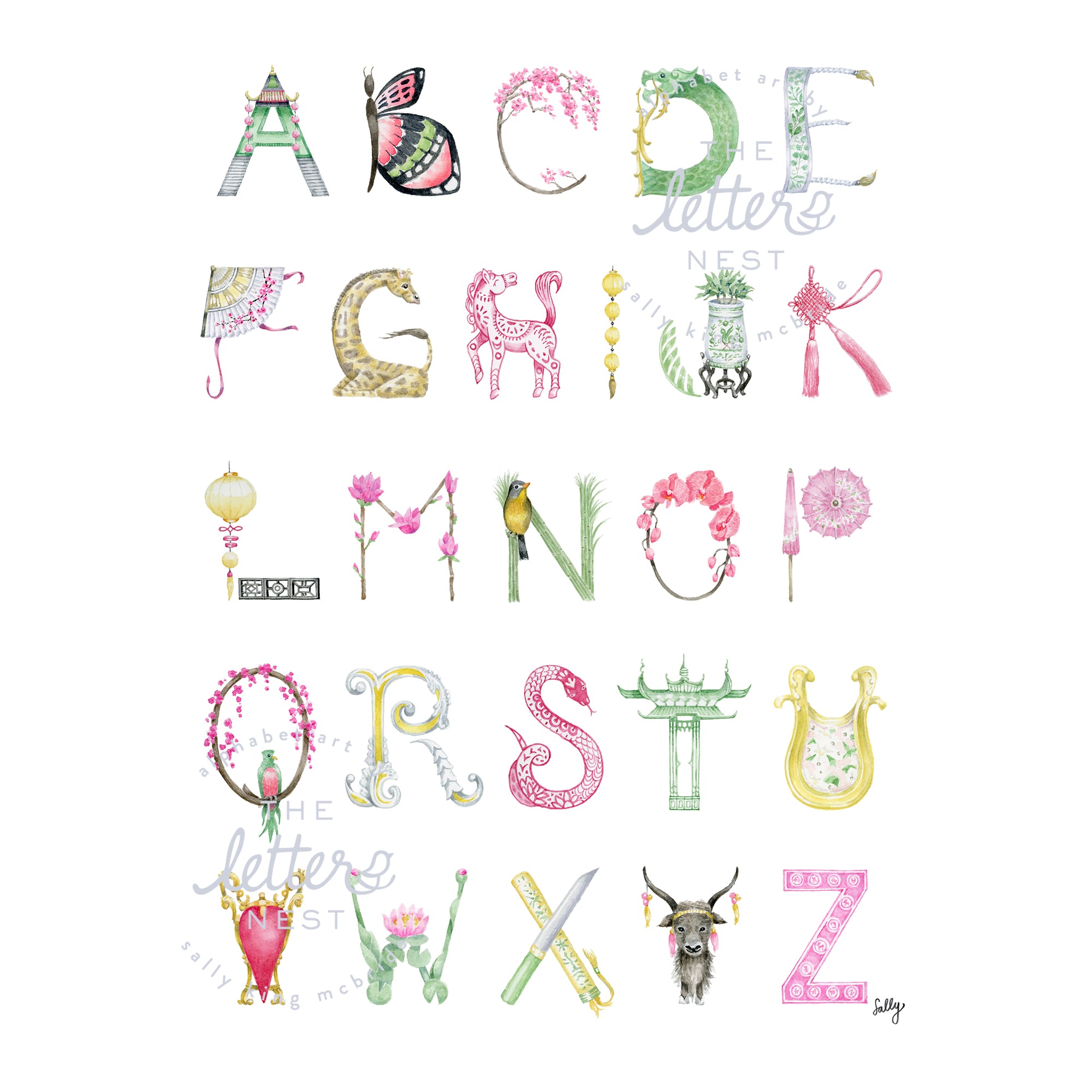 Chinoiserie Alphabet Print