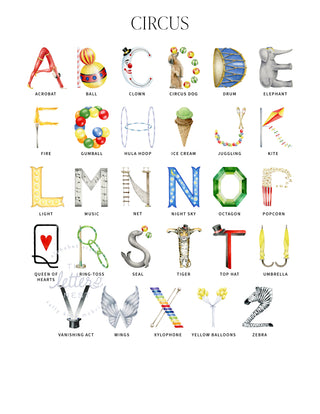 Circus Alphabet letter key by The Letter Nest