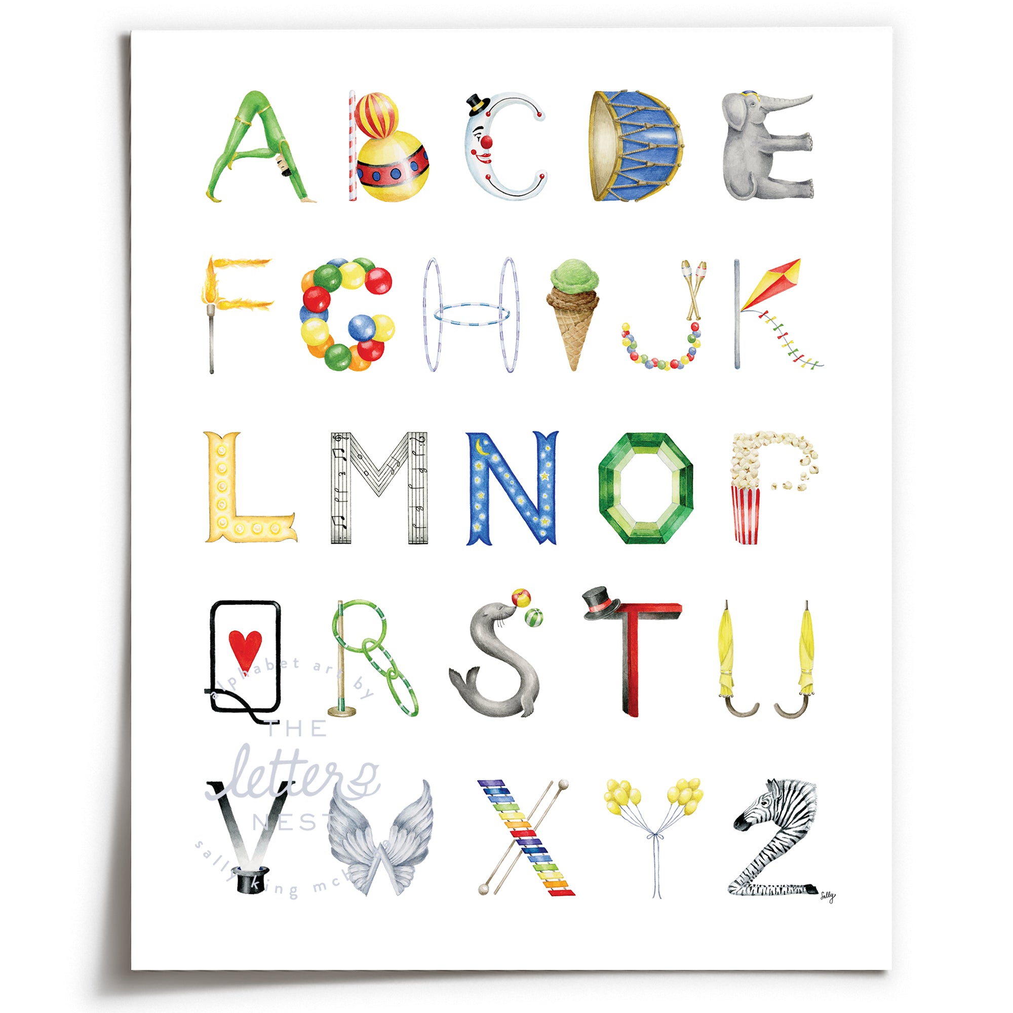Circus Alphabet Letters Poster Retro Circus Alphabet Design, Cabaret,