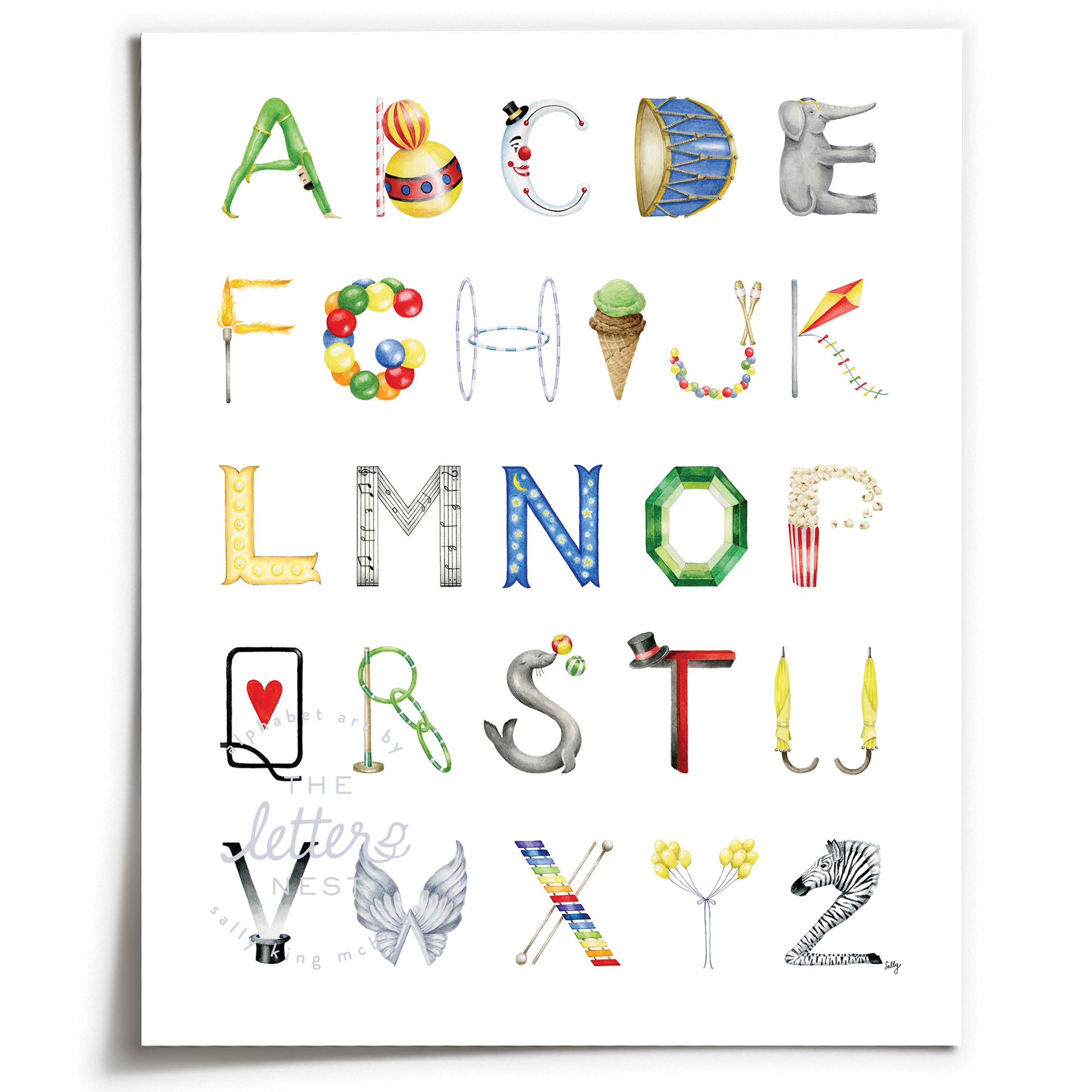 Unframed Circus Alphabet from The Letter Nest