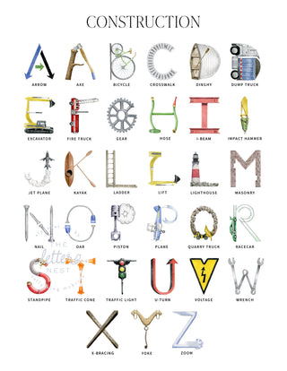 Construction Alphabet Letters for Customized Stationery by The Letter Nest