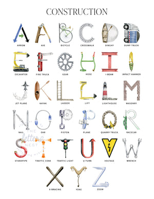 Construction Alphabet letters for use in Custom Name Prints from The Letter Nest