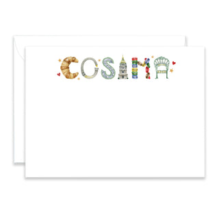 Personalized Paris Stationery shown in the name "Cosima" with matching envelope