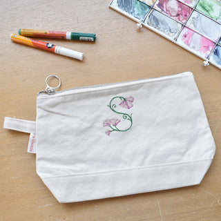 Hand-painted Accessories Pouch - Flower Monogram
