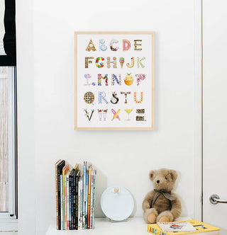 Dessert Alphabet from The Letter Nest, Natural Frame installed in nursery