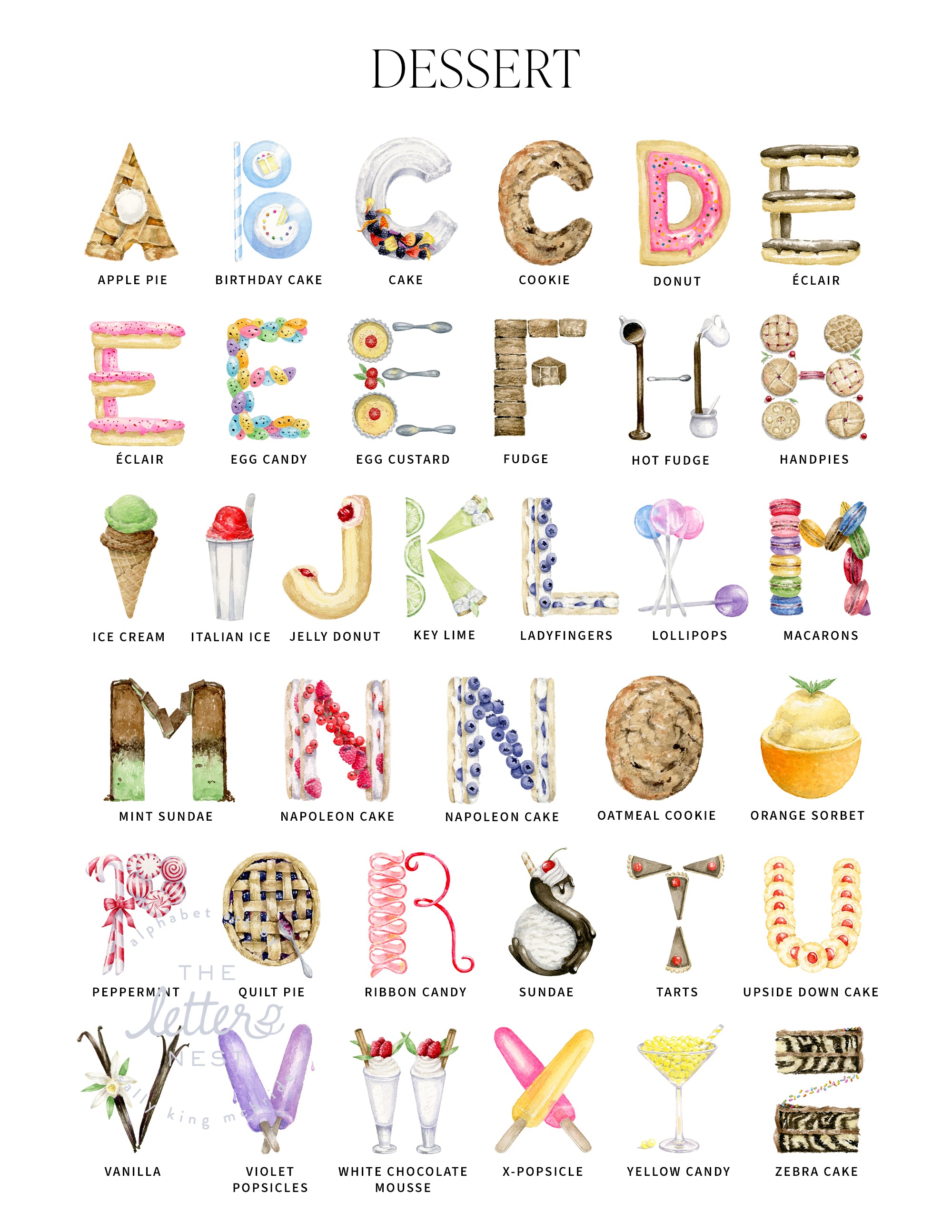 Dessert Alphabet Letters for Name Prints by The Letter Nest