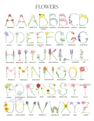 Flowers Alphabet Letters for Customized Name and Monogram Prints by The Letter Nest