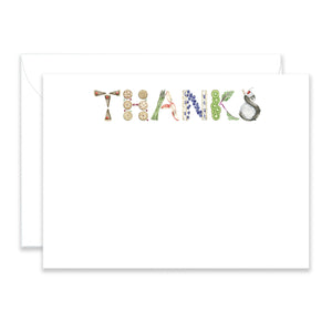 Thank You Cards - Various Letter Themes (Set of 10 Flat Cards & Envelopes)