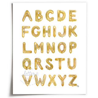 Unframed Gold Balloon Alphabet from The Letter Nest 