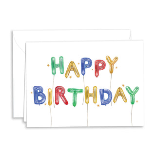 Happy Birthday Card Set, Multicolor Balloons (Set of 10 Foldover Cards & Envelopes)