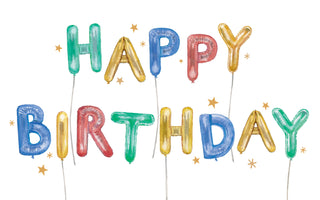 Watercolor letters spelling "Happy Birthday" as an e-gift card option from The Letter Nest