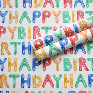 Balloon Alphabet Happy Birthday Gift Wrap by The Letter Nest