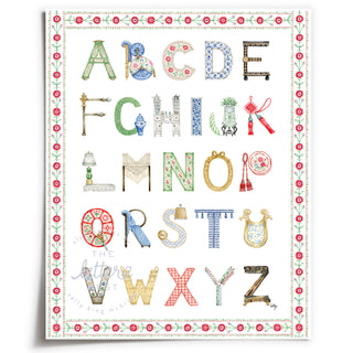 Unframed Interior Design Alphabet with Blue Gingham Border from The Letter Nest
