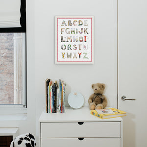 London Alphabet with red gingham border in White Frame by The Letter Nest 