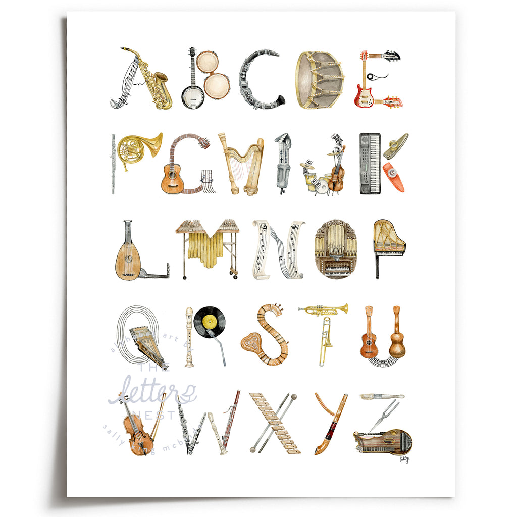 Musical Instruments Letters Musical Instruments Alphabet Print – The Letter Nest