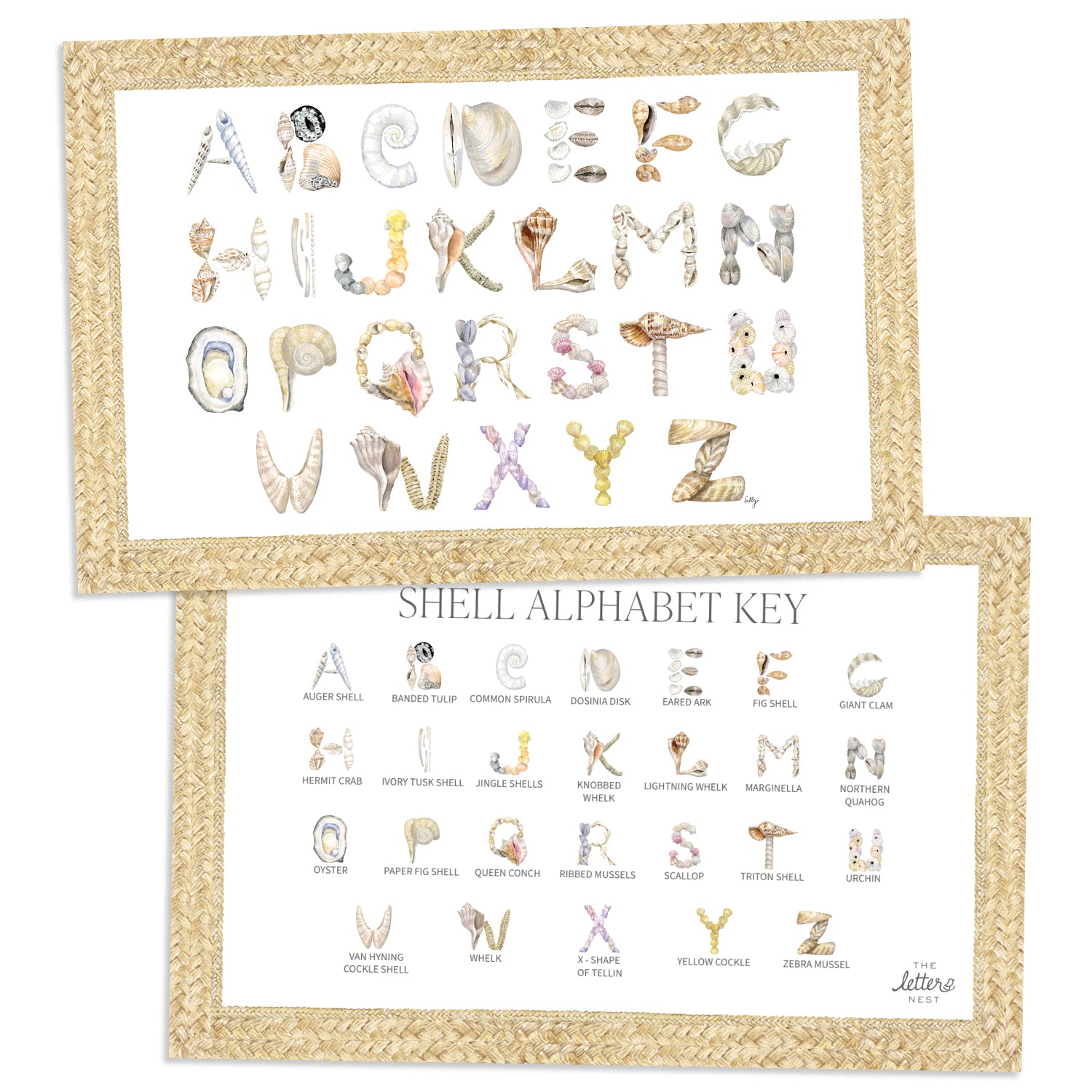 Shell Abc Matc Shell Alphabet Placemats (sold individually) - The Letter Nest