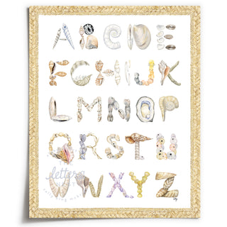 Unframed Shell Alphabet with Braided Rope border from The Letter Nest