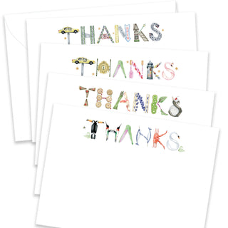 The Letter Nest Thank you Cards shown in different Alphabets