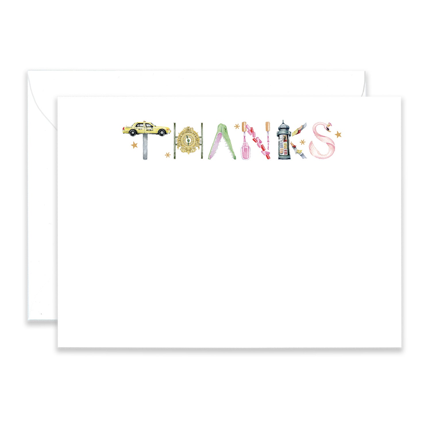 Thank You Cards - Various Letter Themes (Set of 10 Flat Cards & Envelopes)