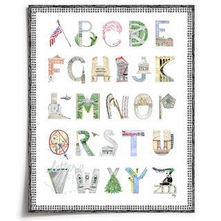 Washington DC Unframed Alphabet by The Letter Nest with black border