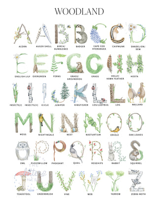 Woodland Alphabet Letters for Customized Stationery by The Letter Nest