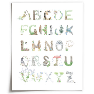 Unframed Woodland Alphabet from The Letter Nest 