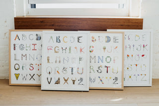 Framed alphabet illustration prints