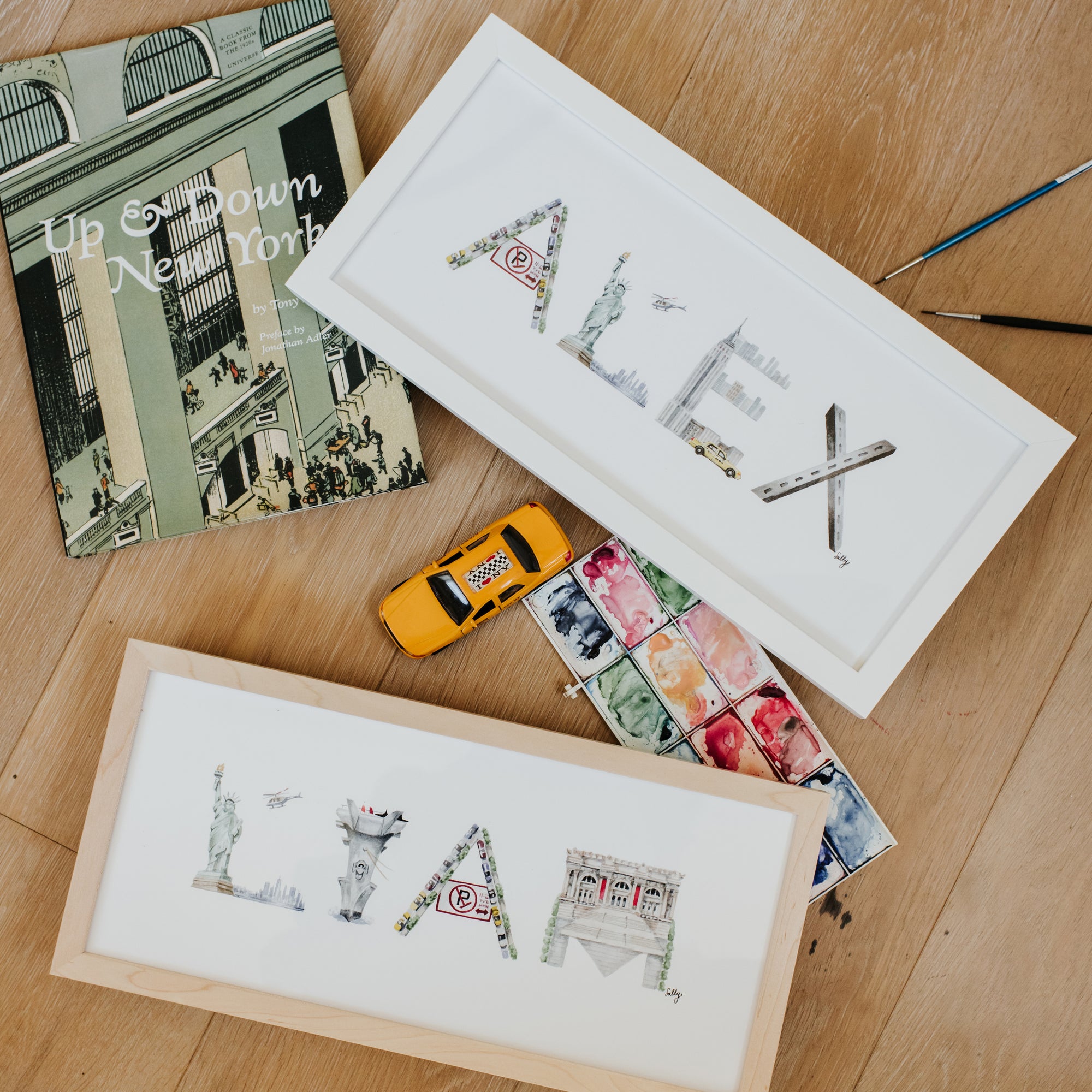 "Alex" and "Liam" Custom Name Prints in New York City letters