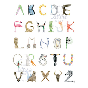 Animal Alphabet by The Letter Nest demonstrate which letters can be customized in the Animals Personalized Stationery