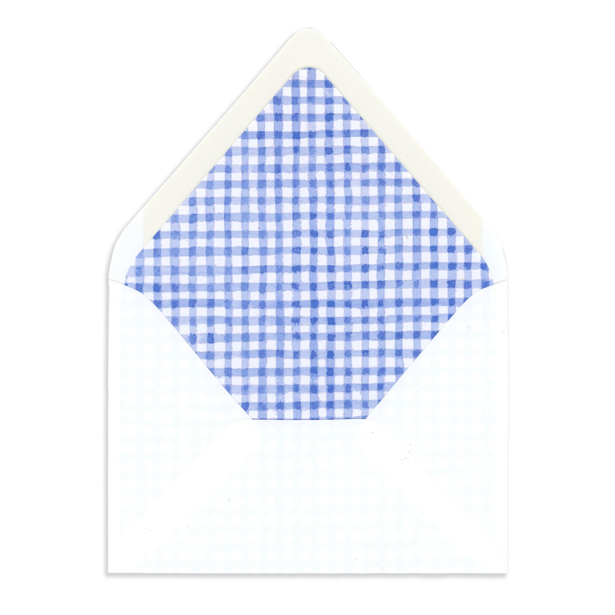 Blue Gingham envelope liner to accompany Animal Personalized Stationery
