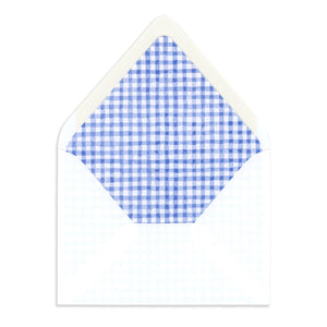 Blue Gingham envelope liner to accompany Boston Personalized Stationery
