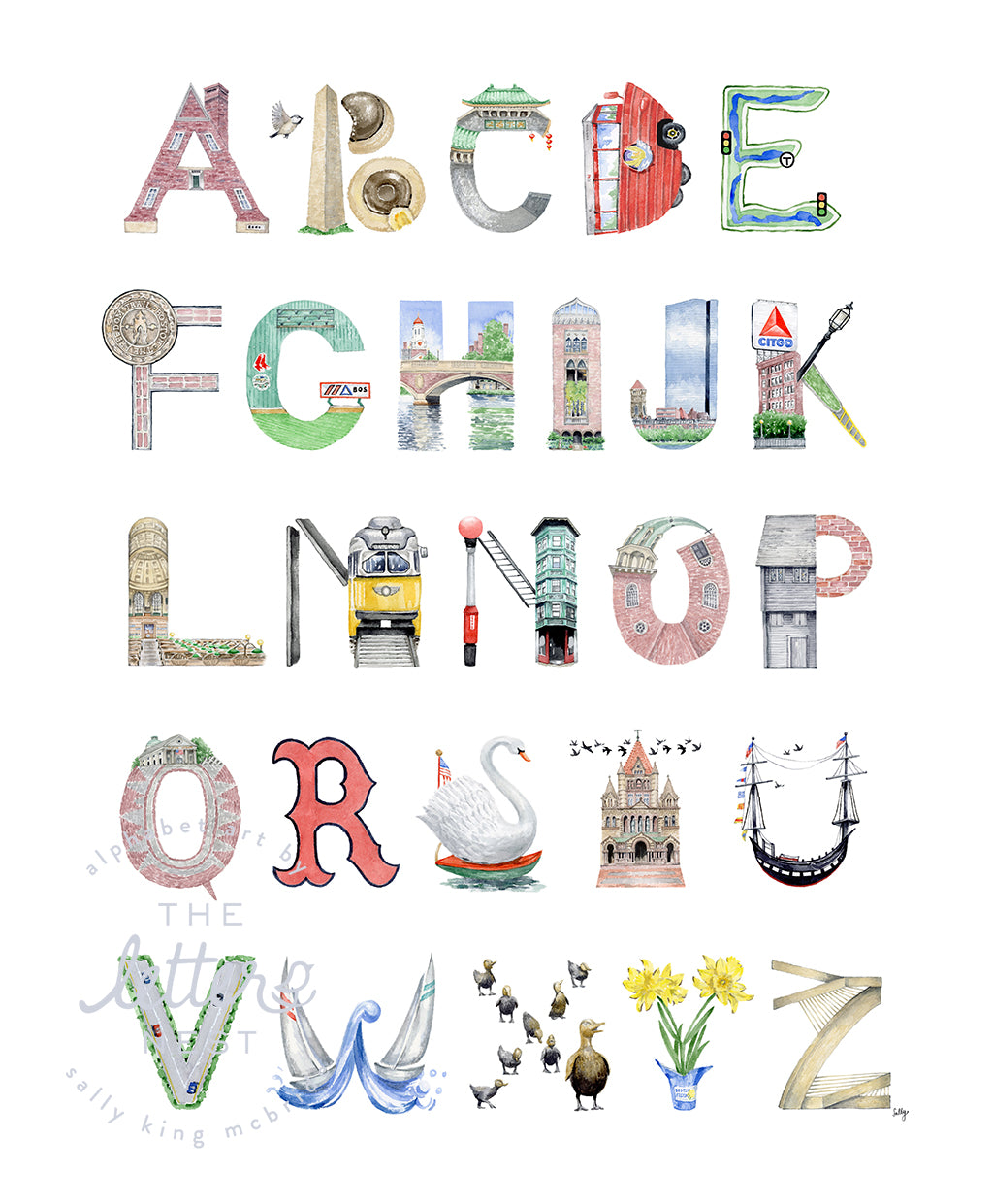 forhandler Kyst sokker Boston Alphabet Print - The Letter Nest