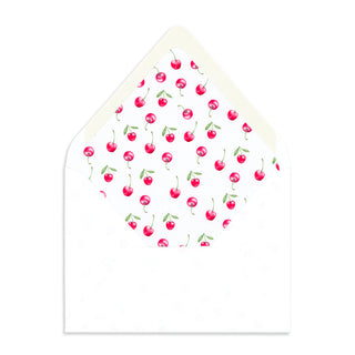 Cherries envelope liner to accompany Fruits and Vegetables Personalized Stationery